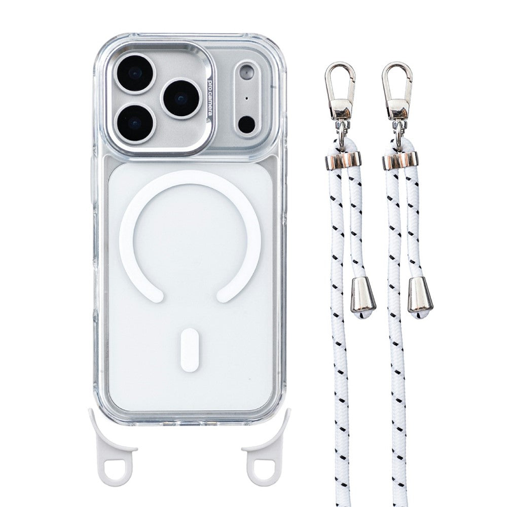 For iPhone 17 Pro Clear Case Compatible with MagSafe Shockproof PC+TPU Phone Cover with Long Lanyard