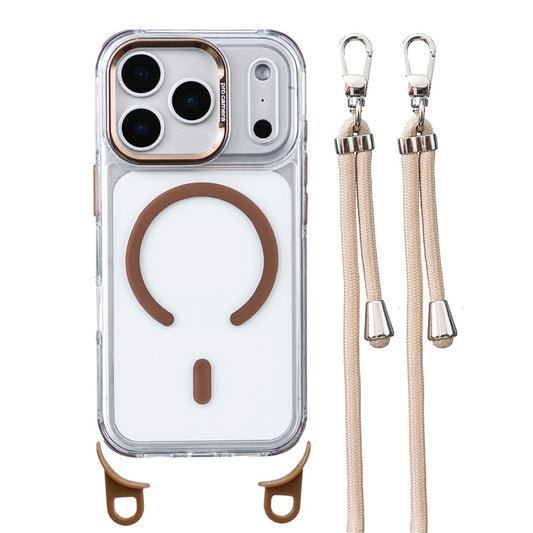For iPhone 17 Pro Clear Case Compatible with MagSafe Shockproof PC+TPU Phone Cover with Long Lanyard