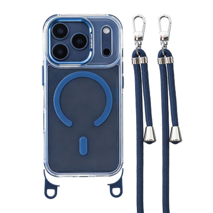 For iPhone 17 Pro Clear Case Compatible with MagSafe Shockproof PC+TPU Phone Cover with Long Lanyard