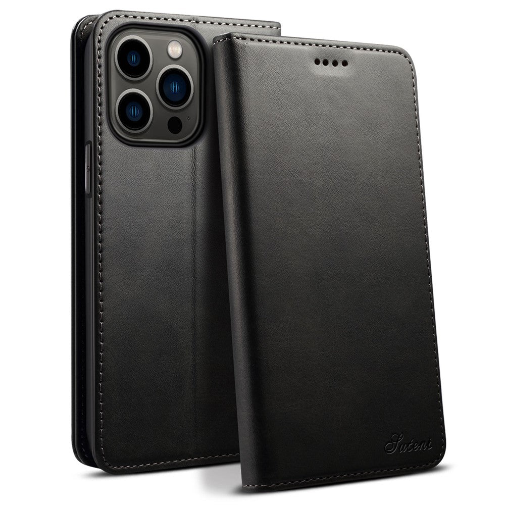 SUTENI Wallet Stand Phone Case for iPhone 14 Pro Max, Anti-scratch PU Leather Magnetic Closure Inner TPU Cover