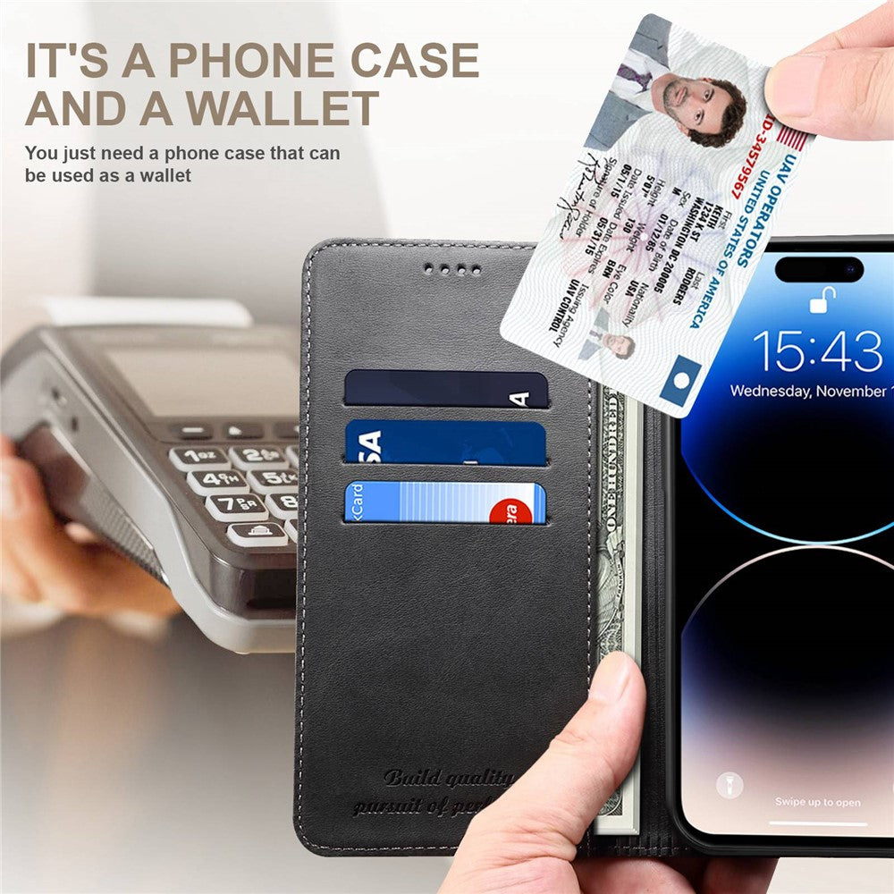 SUTENI Wallet Stand Phone Case for iPhone 14 Pro Max, Anti-scratch PU Leather Magnetic Closure Inner TPU Cover