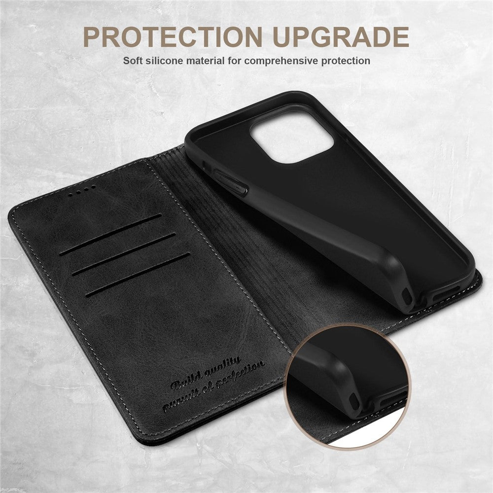 SUTENI Wallet Stand Phone Case for iPhone 14 Pro Max, Anti-scratch PU Leather Magnetic Closure Inner TPU Cover