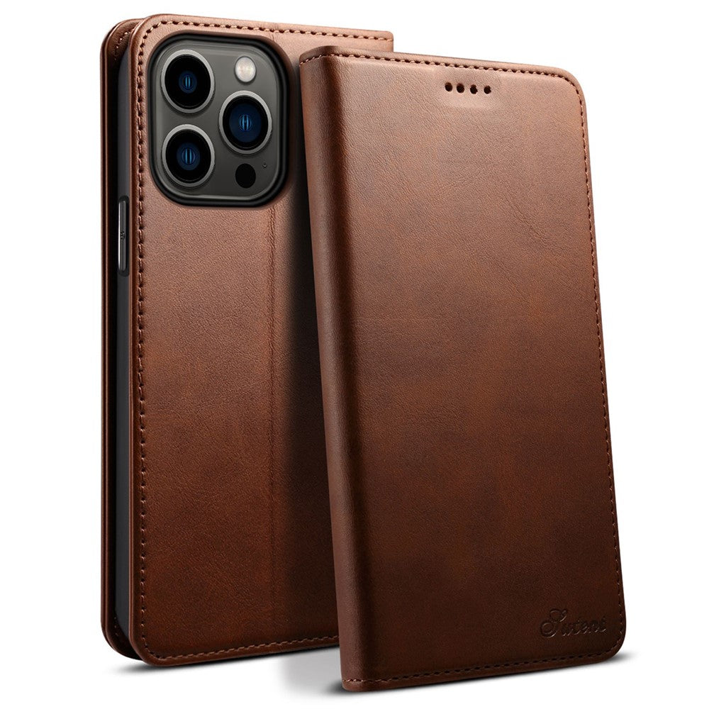 SUTENI Wallet Stand Phone Case for iPhone 14 Pro Max, Anti-scratch PU Leather Magnetic Closure Inner TPU Cover