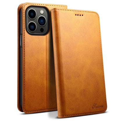 SUTENI Wallet Stand Phone Case for iPhone 14 Pro Max, Anti-scratch PU Leather Magnetic Closure Inner TPU Cover
