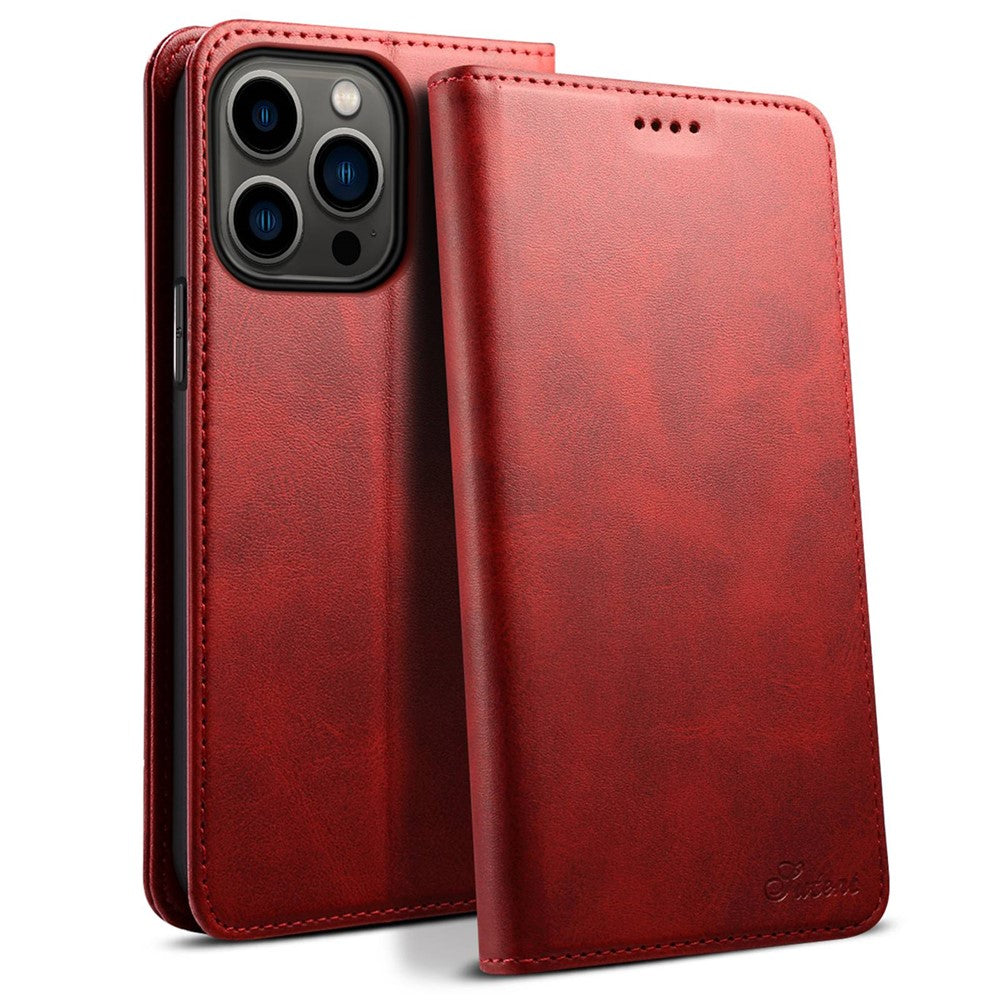 SUTENI Wallet Stand Phone Case for iPhone 14 Pro Max, Anti-scratch PU Leather Magnetic Closure Inner TPU Cover