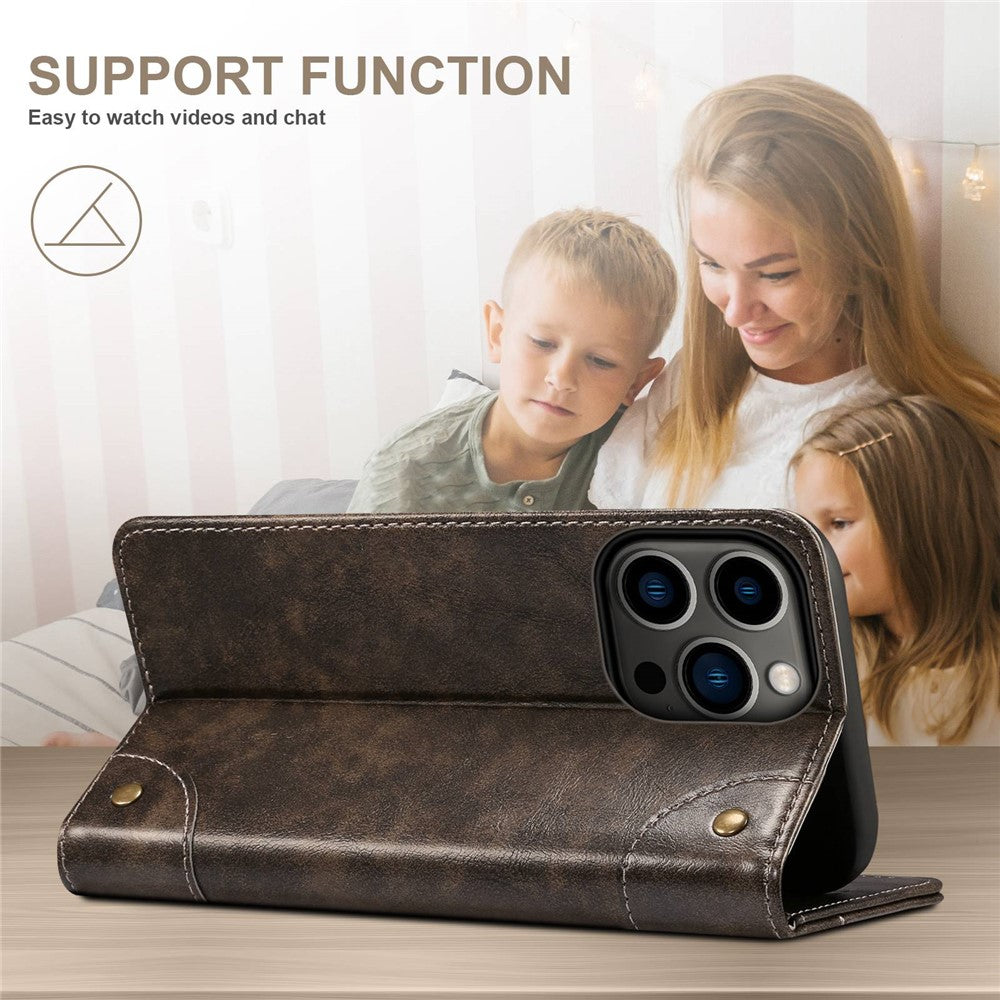 SUTENI For iPhone 14 Pro Max PU Leather Magnetic Auto Closing Stand Case Folio Flip Phone Wallet Cover