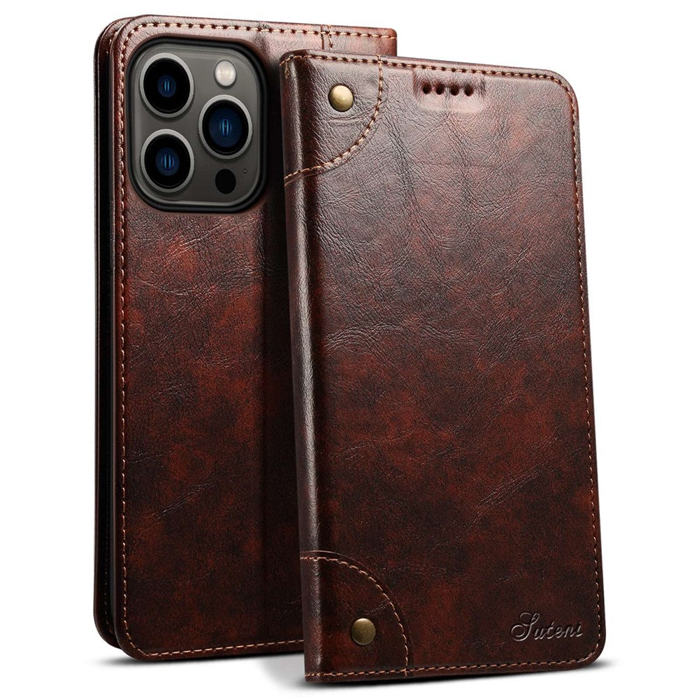 SUTENI For iPhone 14 Pro Max PU Leather Magnetic Auto Closing Stand Case Folio Flip Phone Wallet Cover