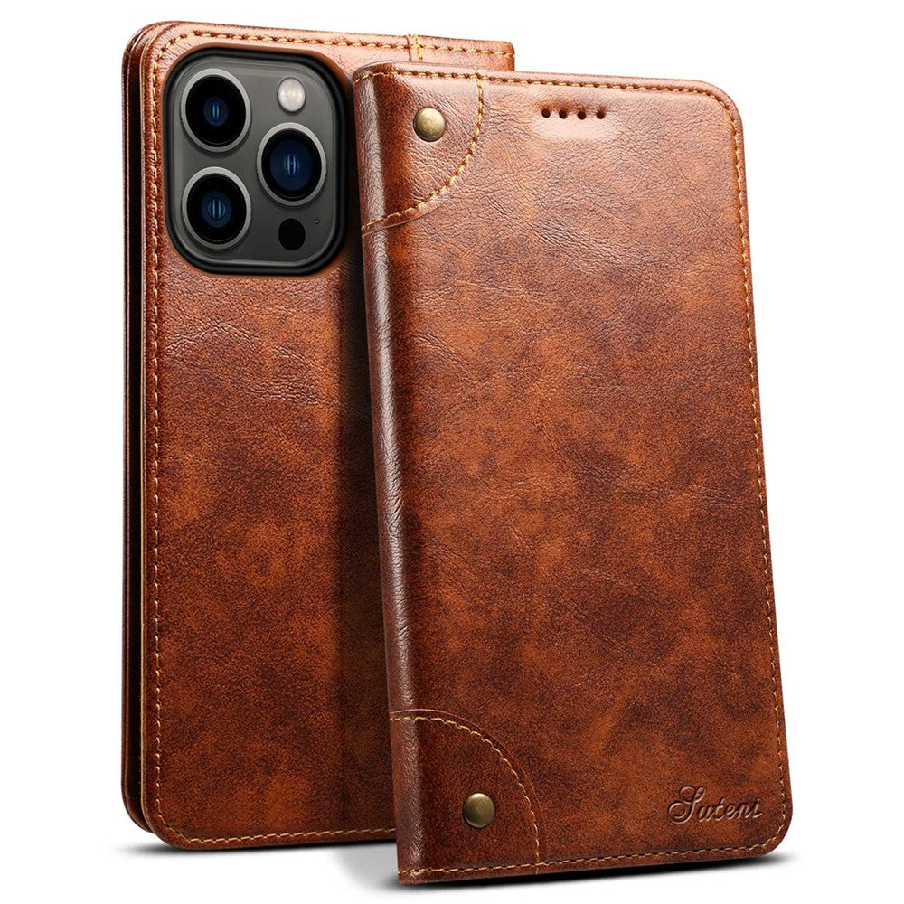 SUTENI For iPhone 14 Pro Max PU Leather Magnetic Auto Closing Stand Case Folio Flip Phone Wallet Cover