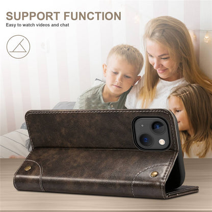 SUTENI For iPhone 14 Plus Anti-scratch Phone Stand Case PU Leather + TPU Wallet Magnetic Auto-absorbed Phone Cover