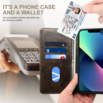 SUTENI For iPhone 14 Plus Anti-scratch Phone Stand Case PU Leather + TPU Wallet Magnetic Auto-absorbed Phone Cover