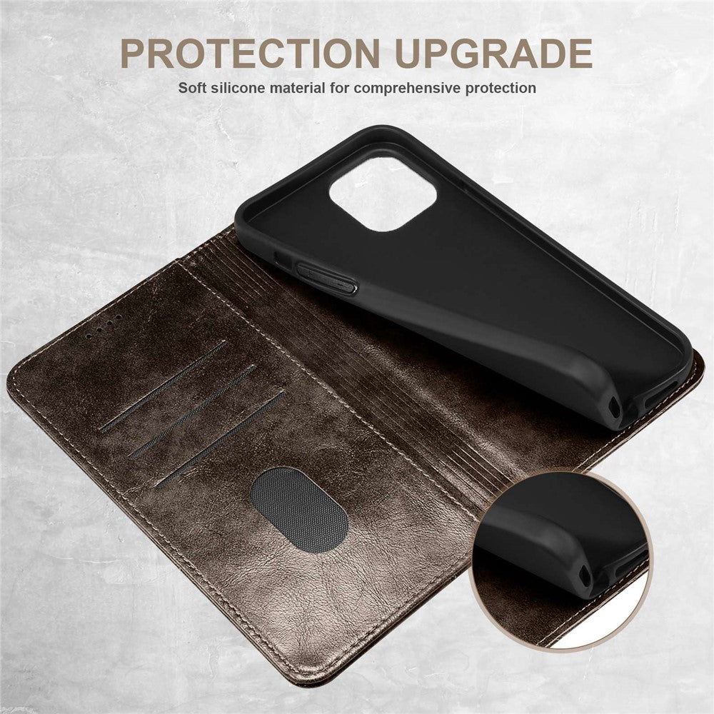 SUTENI For iPhone 14 Plus Anti-scratch Phone Stand Case PU Leather + TPU Wallet Magnetic Auto-absorbed Phone Cover