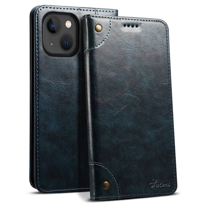 SUTENI For iPhone 14 Plus Anti-scratch Phone Stand Case PU Leather + TPU Wallet Magnetic Auto-absorbed Phone Cover