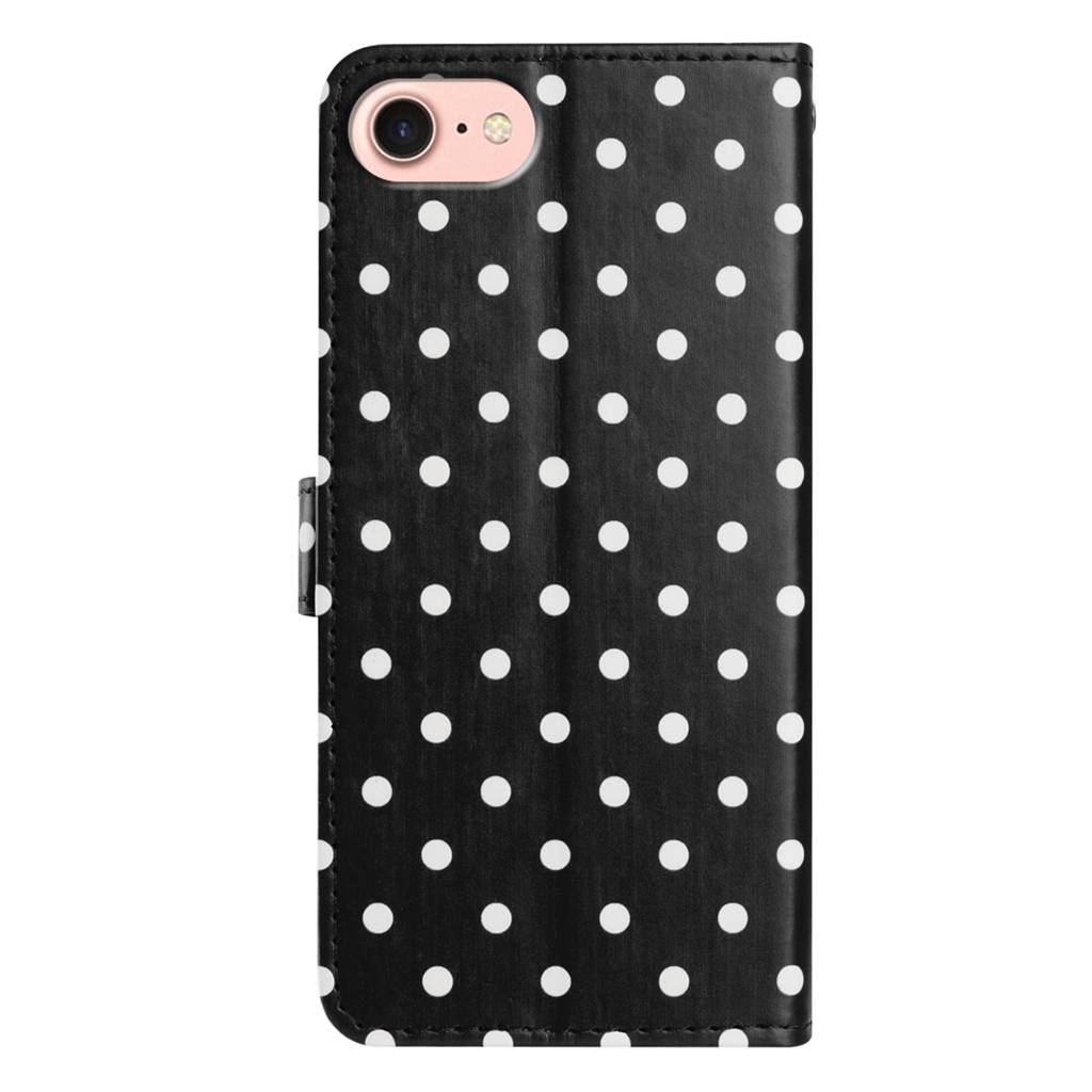 For iPhone 17e / 16e Leather Case Polka Dot Pattern Wallet Stand Folio Phone Cover