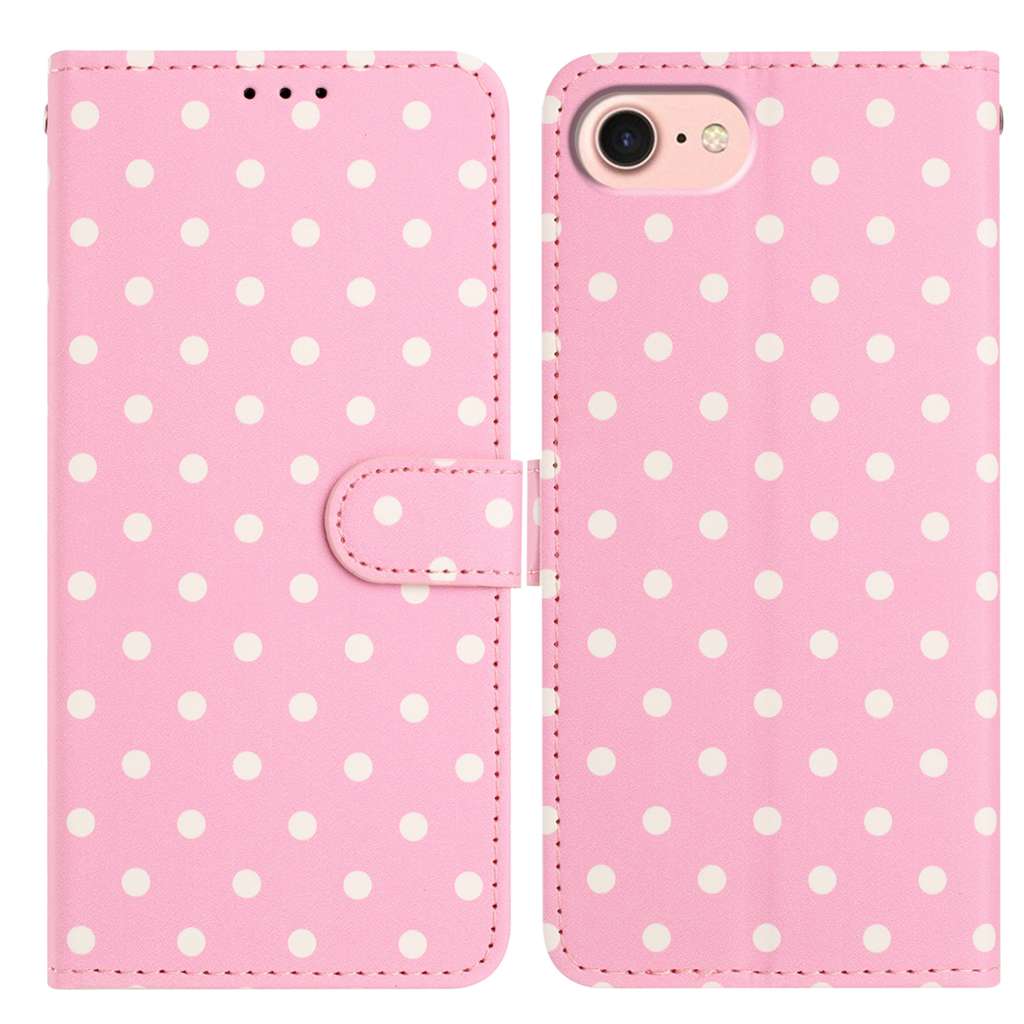 For iPhone 17e / 16e Leather Case Polka Dot Pattern Wallet Stand Folio Phone Cover