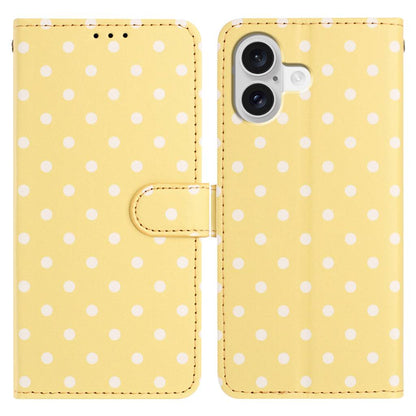 For iPhone 16 Leather Case Polka Dot Pattern Wallet Stand Folio Phone Cover