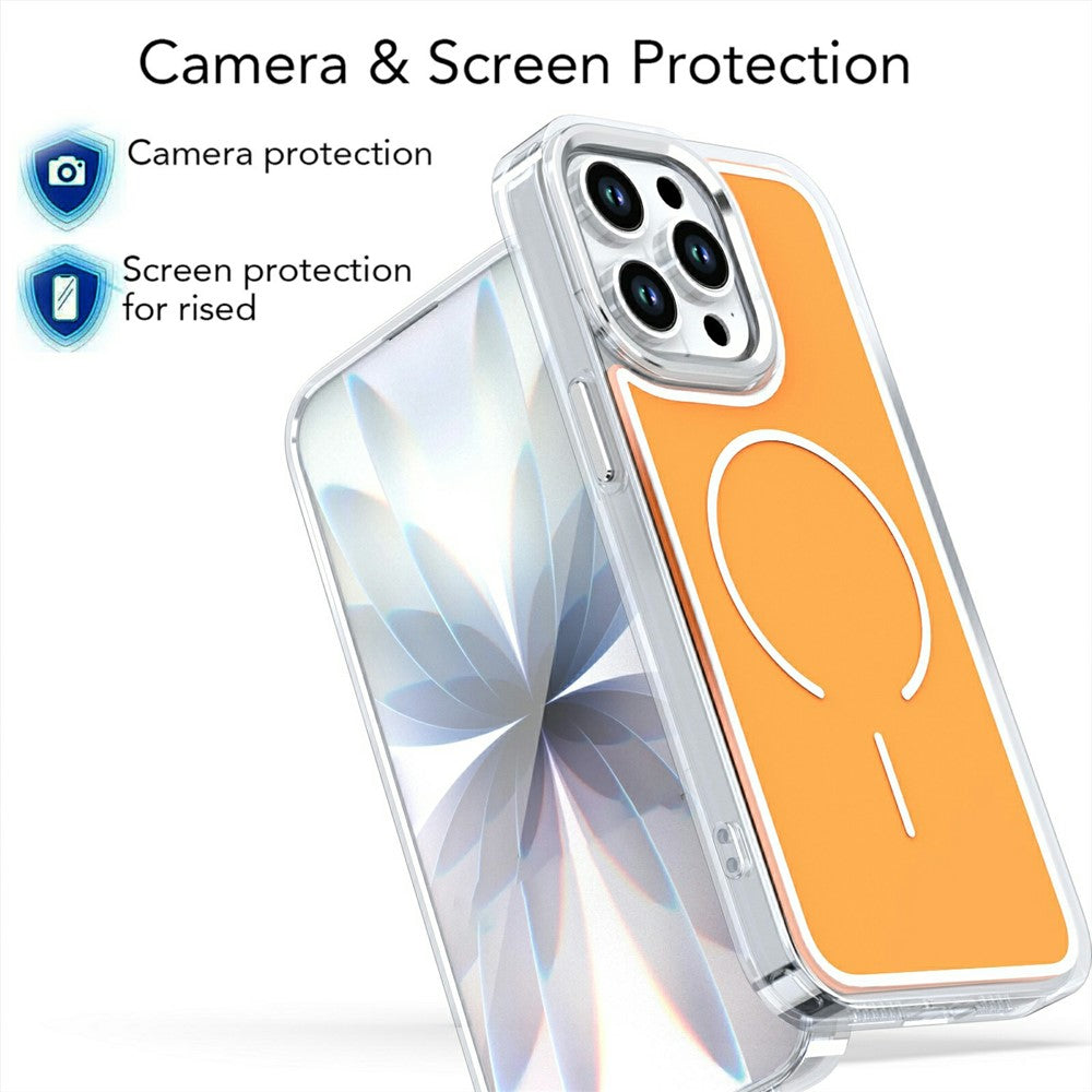 For iPhone 15 Pro Max Case Compatible with MagSafe Electroplated Acrylic TPU Phone Back Cover