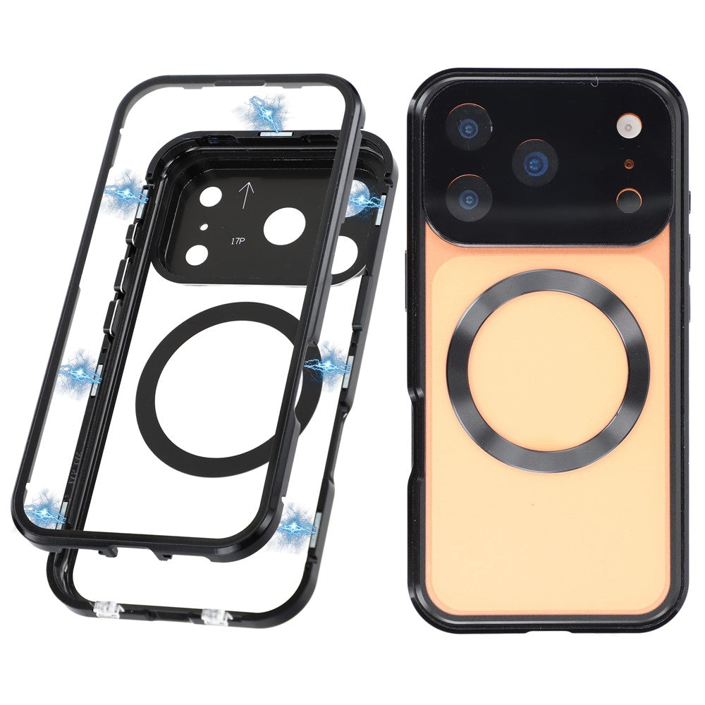 For iPhone 17 Pro Max Case Double Sides Tempered Glass Phone Cover Compatible with MagSafe Full Protector