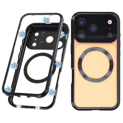 For iPhone 17 Pro Max Case Double Sides Tempered Glass Phone Cover Compatible with MagSafe Full Protector