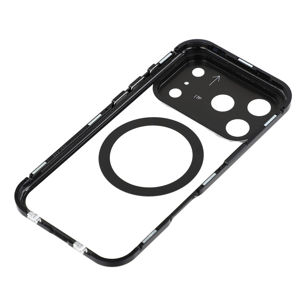 For iPhone 17 Pro Max Case Double Sides Tempered Glass Phone Cover Compatible with MagSafe Full Protector