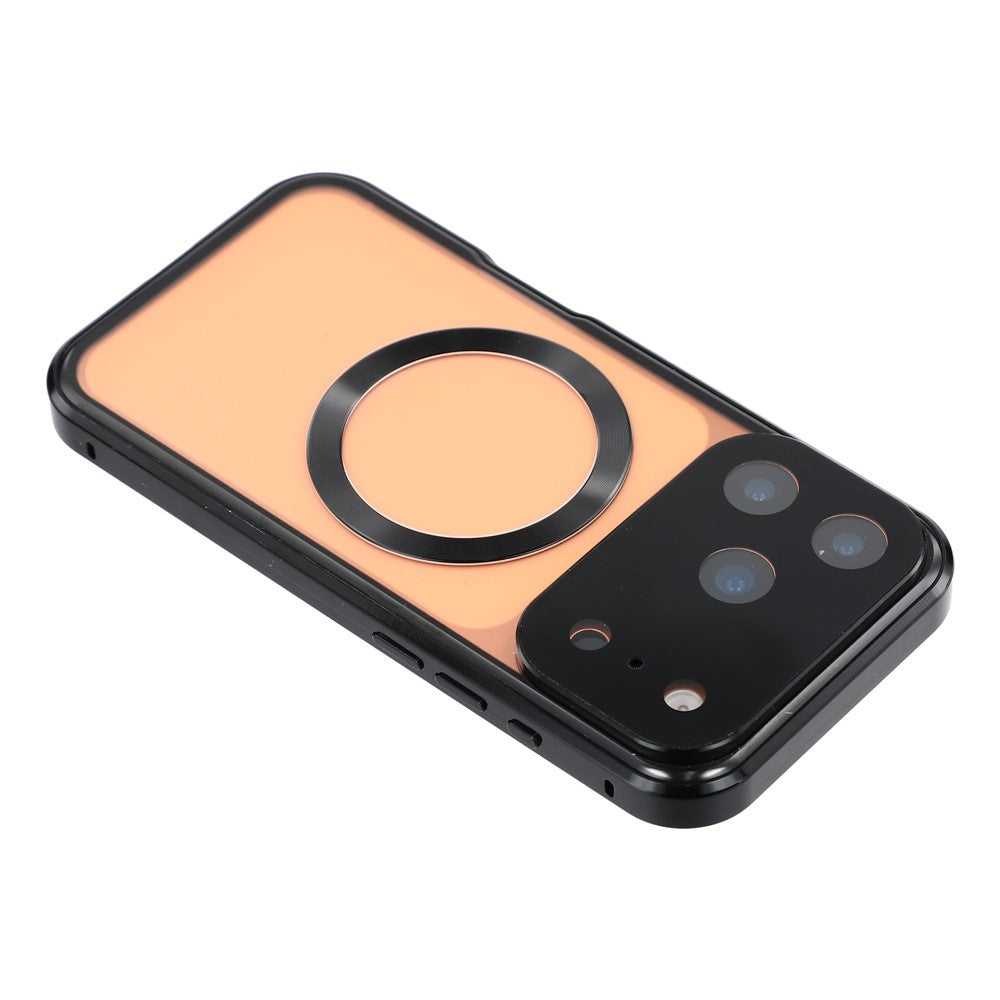 For iPhone 17 Pro Max Case Double Sides Tempered Glass Phone Cover Compatible with MagSafe Full Protector