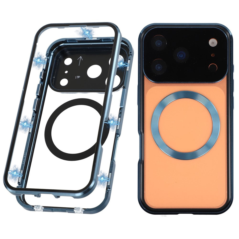 For iPhone 17 Pro Max Case Double Sides Tempered Glass Phone Cover Compatible with MagSafe Full Protector