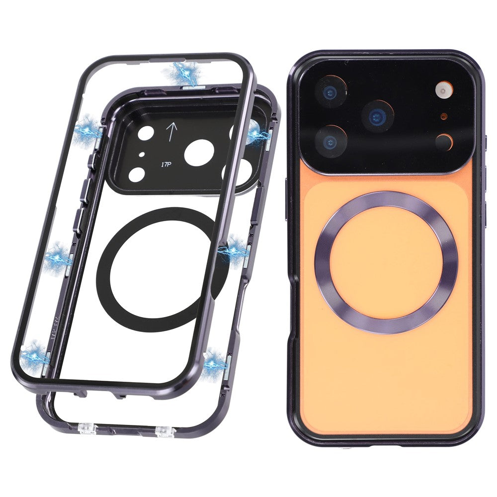 For iPhone 17 Pro Max Case Double Sides Tempered Glass Phone Cover Compatible with MagSafe Full Protector