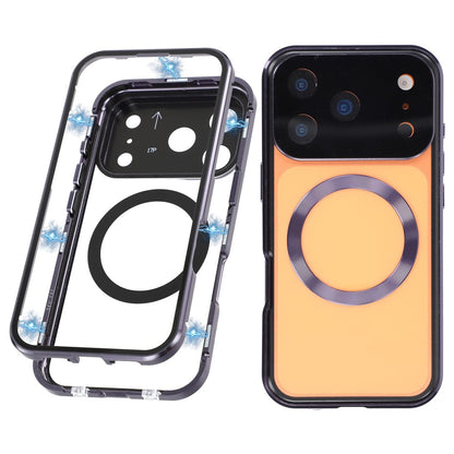 For iPhone 17 Pro Max Case Double Sides Tempered Glass Phone Cover Compatible with MagSafe Full Protector