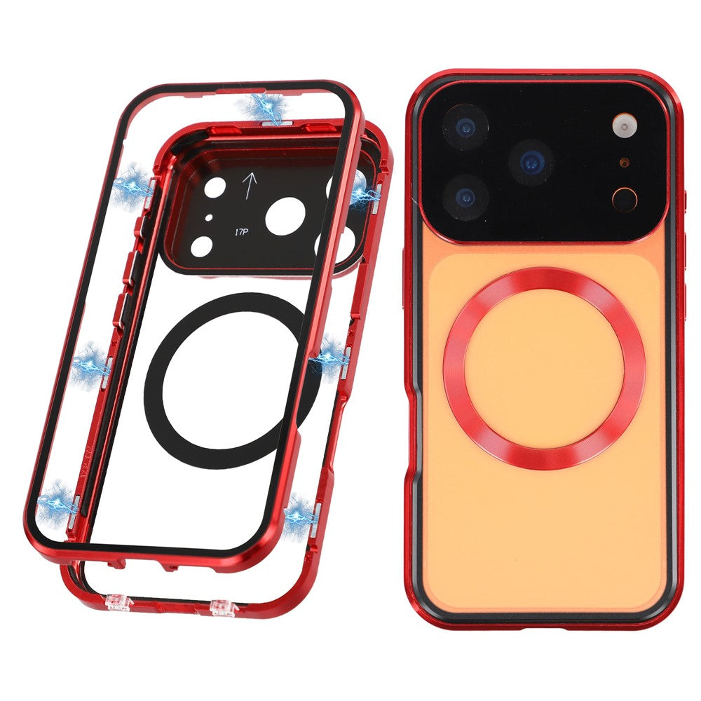 For iPhone 17 Pro Max Case Double Sides Tempered Glass Phone Cover Compatible with MagSafe Full Protector