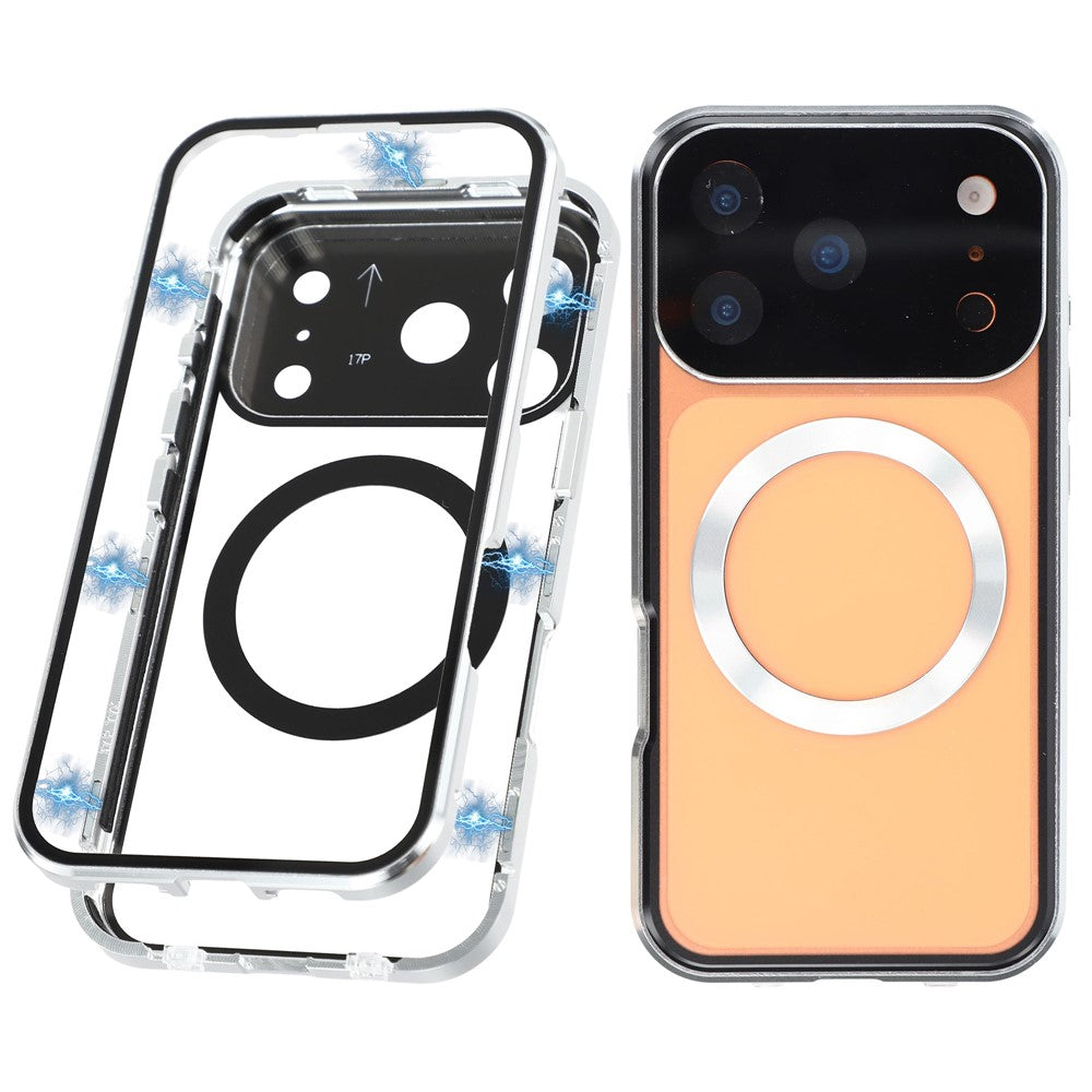 For iPhone 17 Pro Max Case Double Sides Tempered Glass Phone Cover Compatible with MagSafe Full Protector
