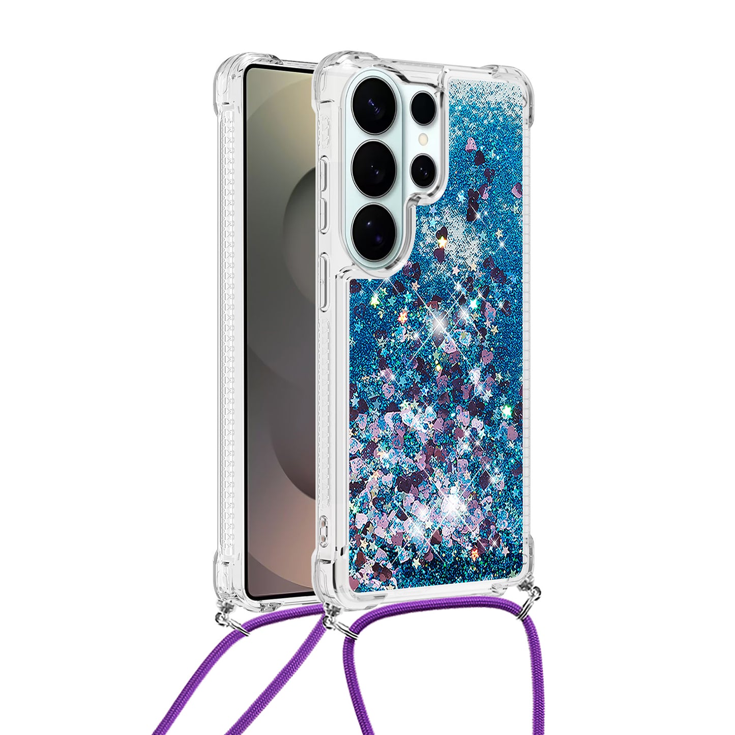 For Samsung Galaxy S26 Ultra TPU Case Quicksand Phone Cover with Lanyard