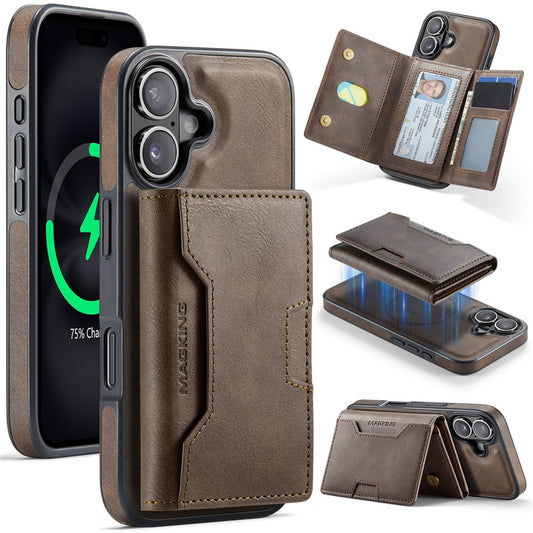 MAGKING K4 Series For iPhone 17 Case Compatible with MagSafe Detachable Wallet PU TPU PC Phone Cover