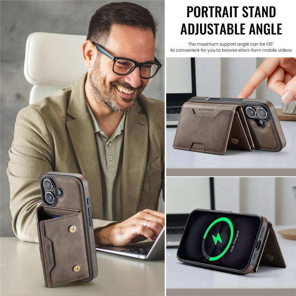 MAGKING K4 Series For iPhone 17 Case Compatible with MagSafe Detachable Wallet PU TPU PC Phone Cover