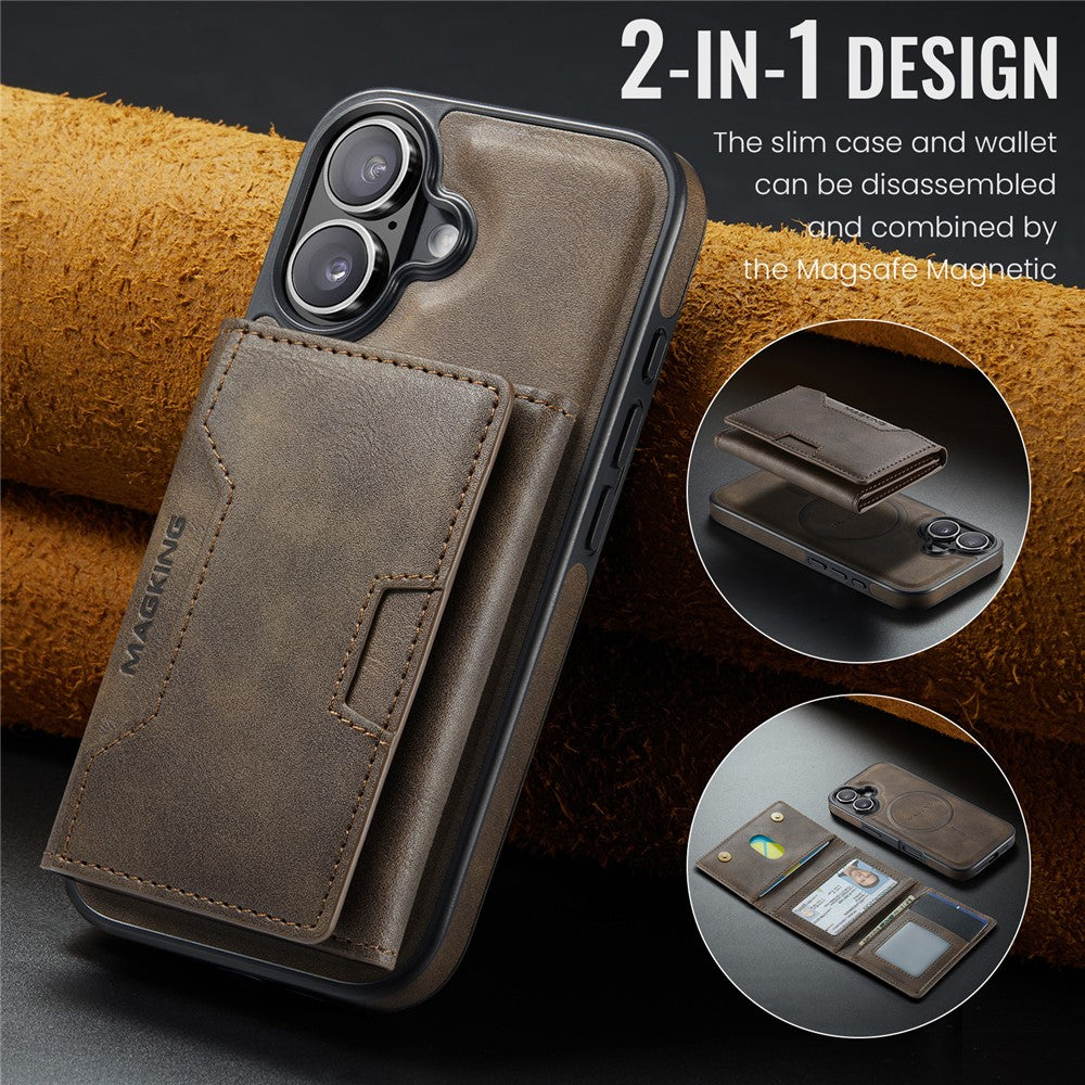 MAGKING K4 Series For iPhone 17 Case Compatible with MagSafe Detachable Wallet PU TPU PC Phone Cover