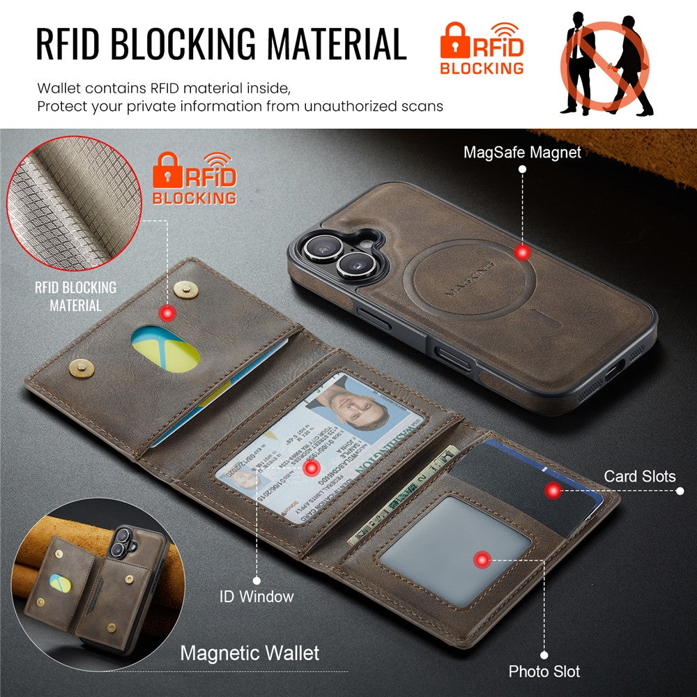 MAGKING K4 Series For iPhone 17 Case Compatible with MagSafe Detachable Wallet PU TPU PC Phone Cover