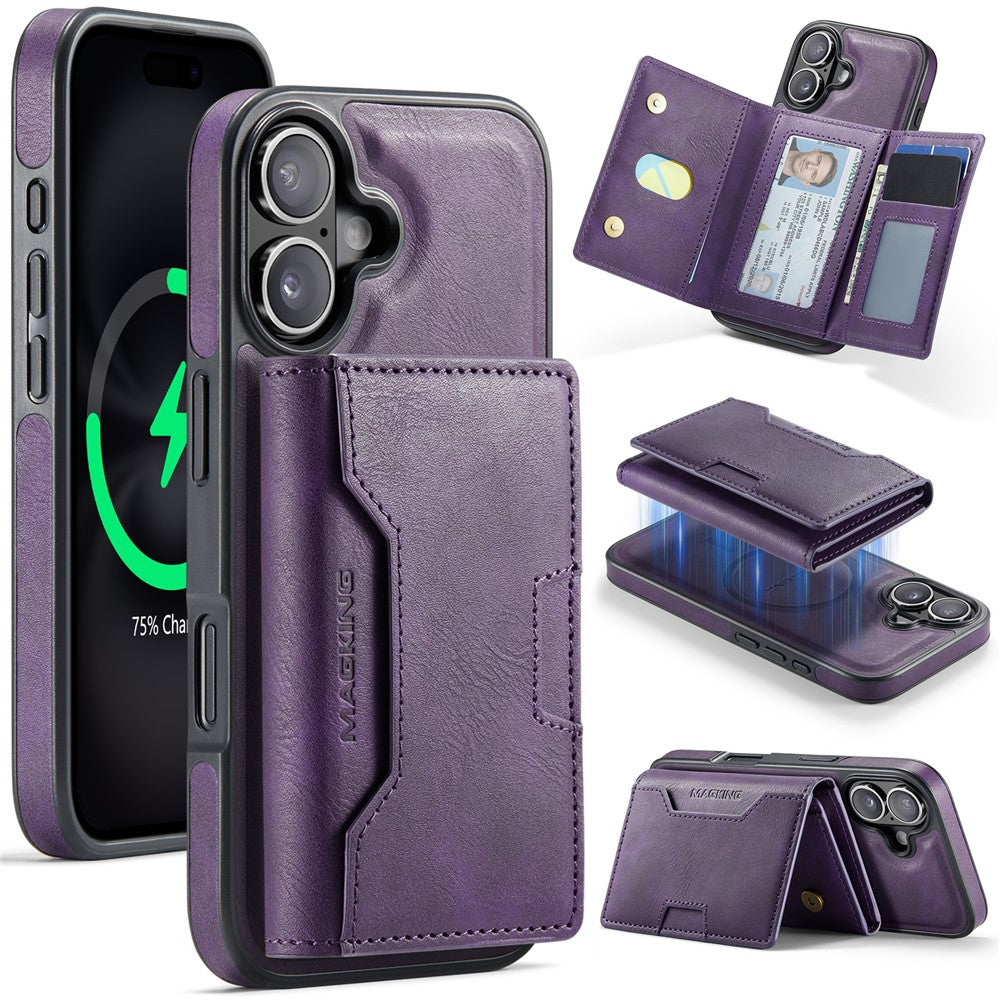 MAGKING K4 Series For iPhone 17 Case Compatible with MagSafe Detachable Wallet PU TPU PC Phone Cover