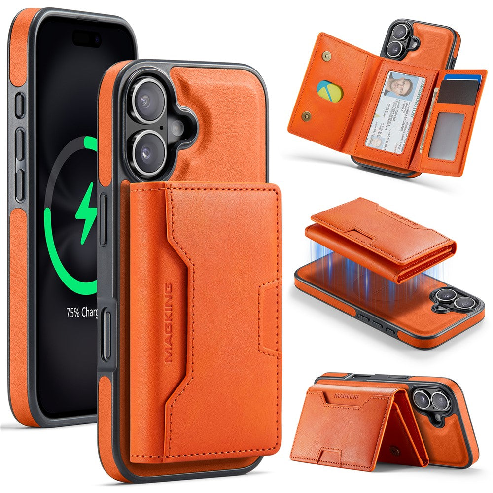 MAGKING K4 Series For iPhone 17 Case Compatible with MagSafe Detachable Wallet PU TPU PC Phone Cover