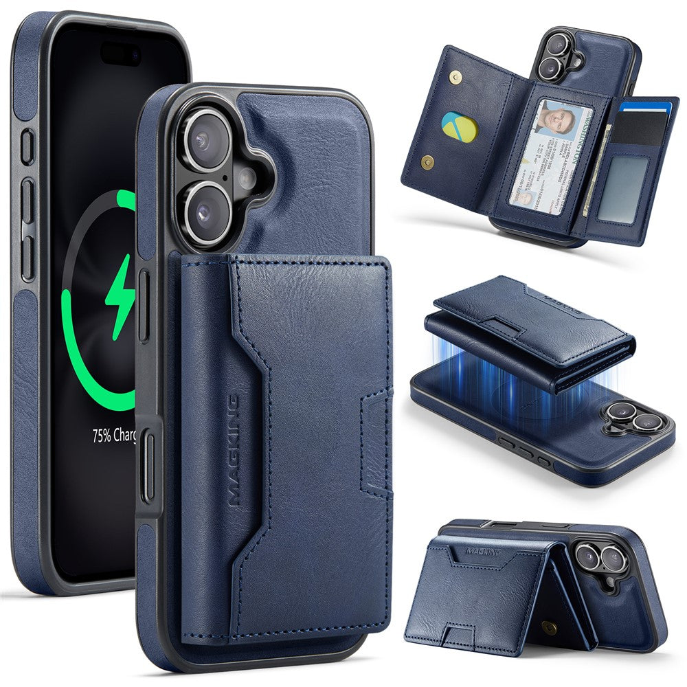 MAGKING K4 Series For iPhone 17 Case Compatible with MagSafe Detachable Wallet PU TPU PC Phone Cover