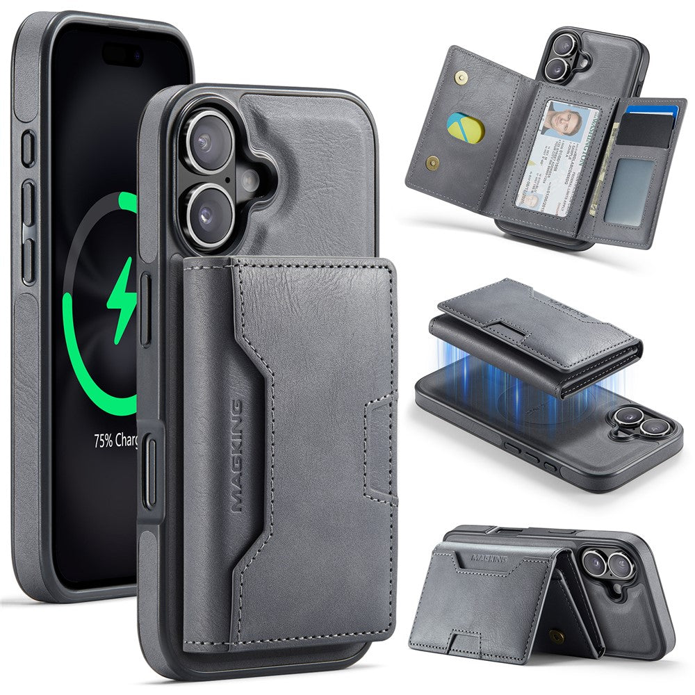 MAGKING K4 Series For iPhone 17 Case Compatible with MagSafe Detachable Wallet PU TPU PC Phone Cover