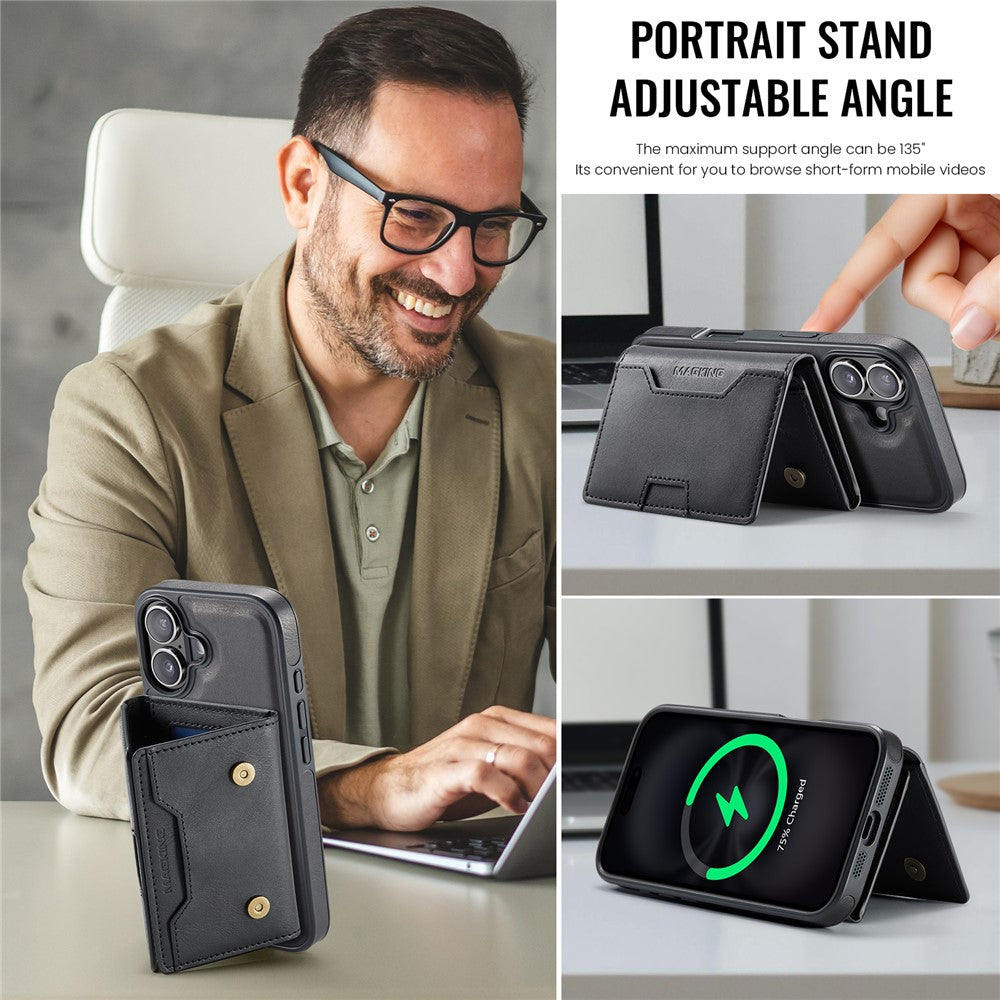 MAGKING K4 Series For iPhone 16 Case Compatible with MagSafe Detachable Wallet PU TPU PC Phone Cover