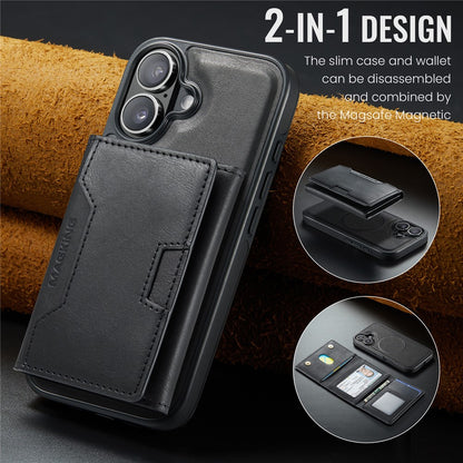 MAGKING K4 Series For iPhone 16 Case Compatible with MagSafe Detachable Wallet PU TPU PC Phone Cover