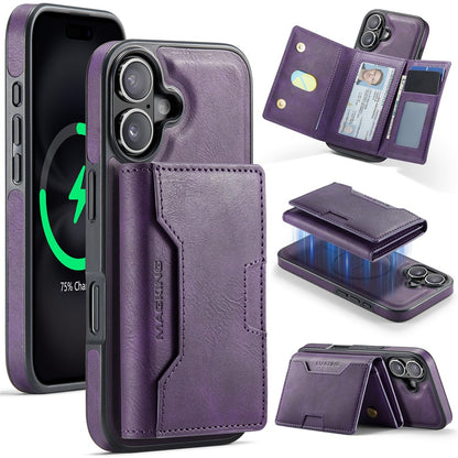 MAGKING K4 Series For iPhone 16 Case Compatible with MagSafe Detachable Wallet PU TPU PC Phone Cover