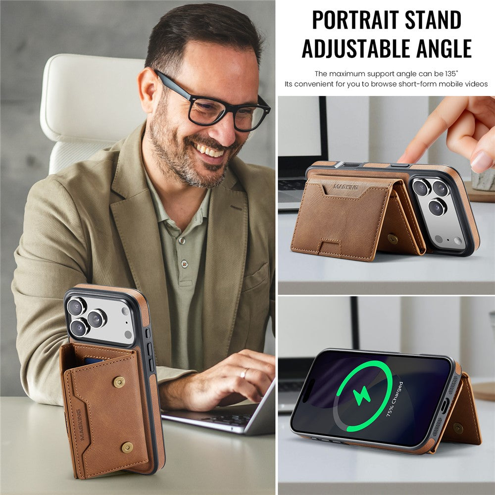 MAGKING K4 Series For iPhone 18 Pro / 17 Pro Case Compatible with MagSafe Detachable Wallet PU TPU PC Phone Cover
