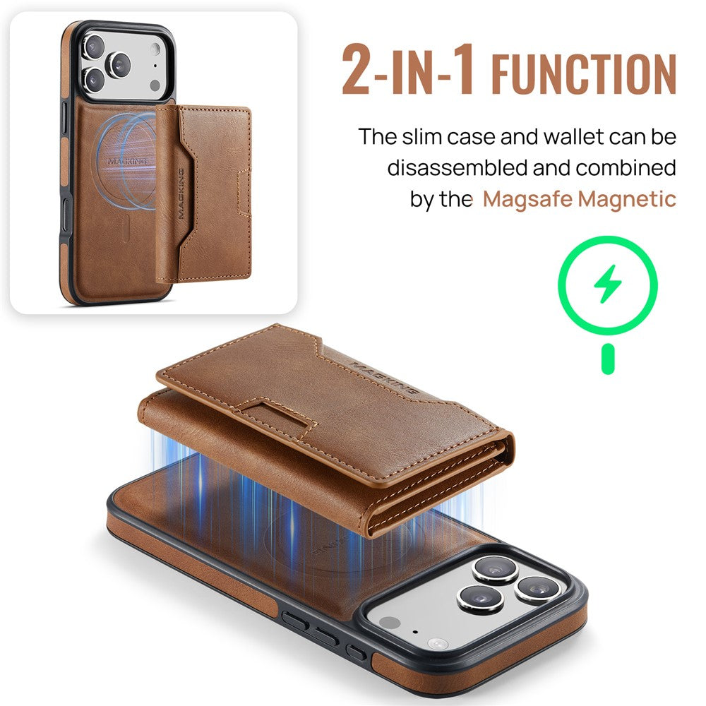 MAGKING K4 Series For iPhone 18 Pro / 17 Pro Case Compatible with MagSafe Detachable Wallet PU TPU PC Phone Cover