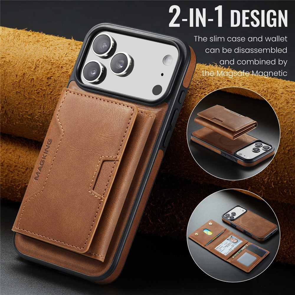 MAGKING K4 Series For iPhone 18 Pro / 17 Pro Case Compatible with MagSafe Detachable Wallet PU TPU PC Phone Cover