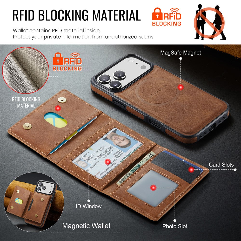 MAGKING K4 Series For iPhone 18 Pro / 17 Pro Case Compatible with MagSafe Detachable Wallet PU TPU PC Phone Cover