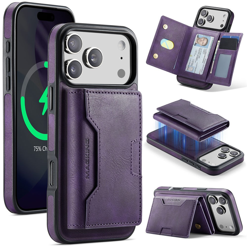 MAGKING K4 Series For iPhone 18 Pro / 17 Pro Case Compatible with MagSafe Detachable Wallet PU TPU PC Phone Cover