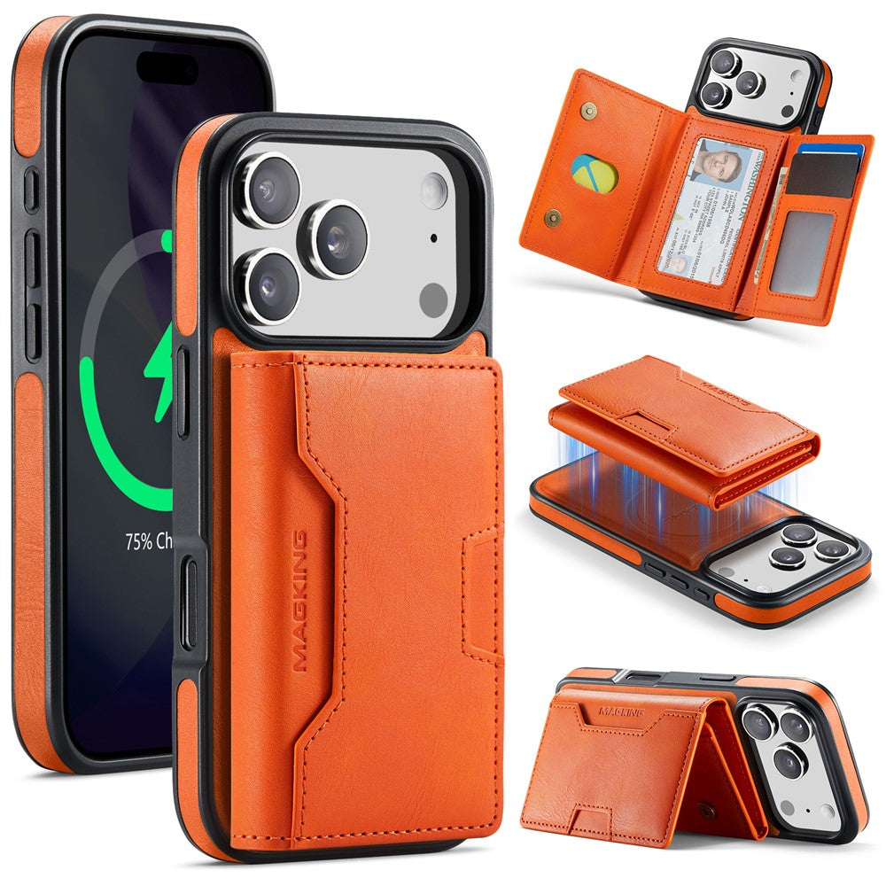 MAGKING K4 Series For iPhone 18 Pro / 17 Pro Case Compatible with MagSafe Detachable Wallet PU TPU PC Phone Cover