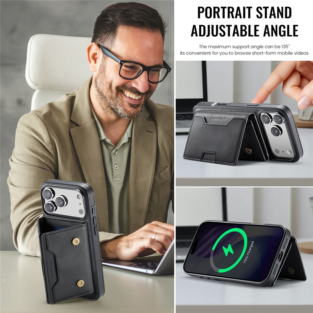 MAGKING K4 Series For iPhone 17 Pro Max Case Compatible with MagSafe Detachable Wallet PU TPU PC Phone Cover