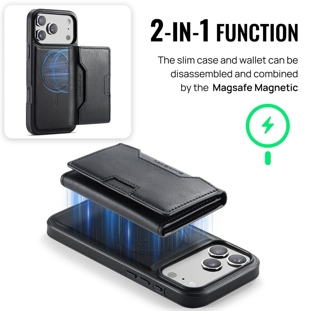MAGKING K4 Series For iPhone 17 Pro Max Case Compatible with MagSafe Detachable Wallet PU TPU PC Phone Cover