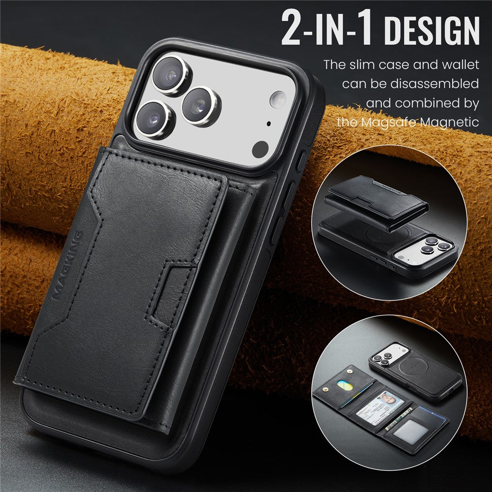 MAGKING K4 Series For iPhone 17 Pro Max Case Compatible with MagSafe Detachable Wallet PU TPU PC Phone Cover